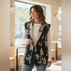 Wearable Art by Linda Lundstrom Vintage Reversible Wool Blend Floral Vest